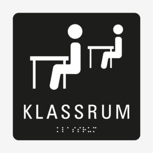 Taktil skylt m. brailleskrift KLASSRUM