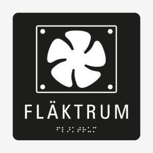 Taktil skylt m. brailleskrift FLÄKTRUM